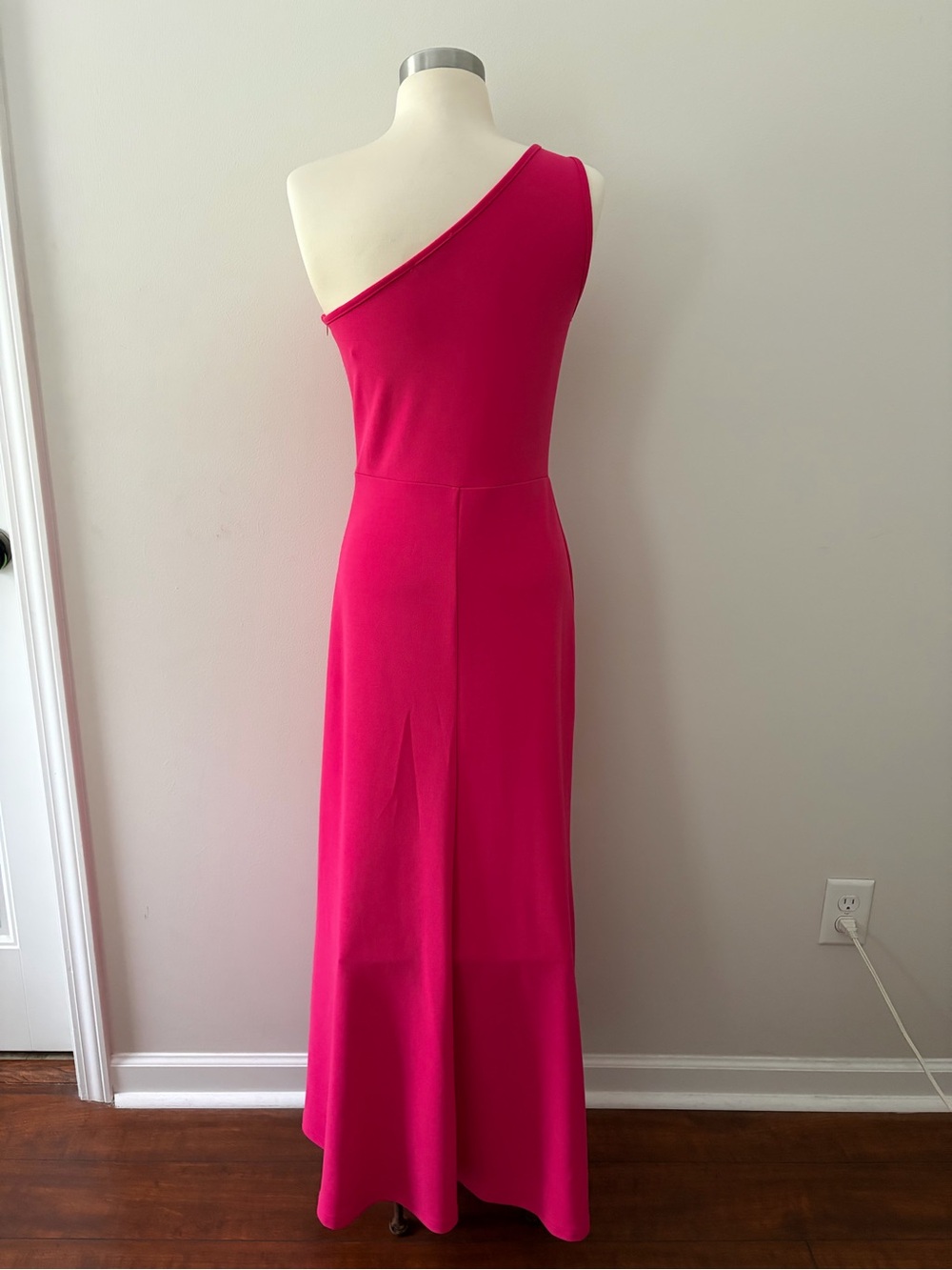 BTFBM One-Shoulder Fuchsia Ruffle Slit Dress S Barbiecore Modern Romance Hoco - Picture 7 of 12